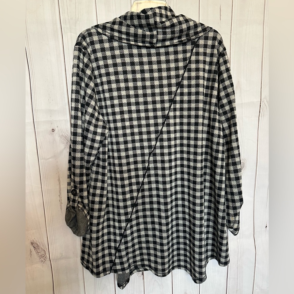 Ali Miles Black & White Gingham Cowl Neck Tunic Top - Size XL - Picture 4 of 4